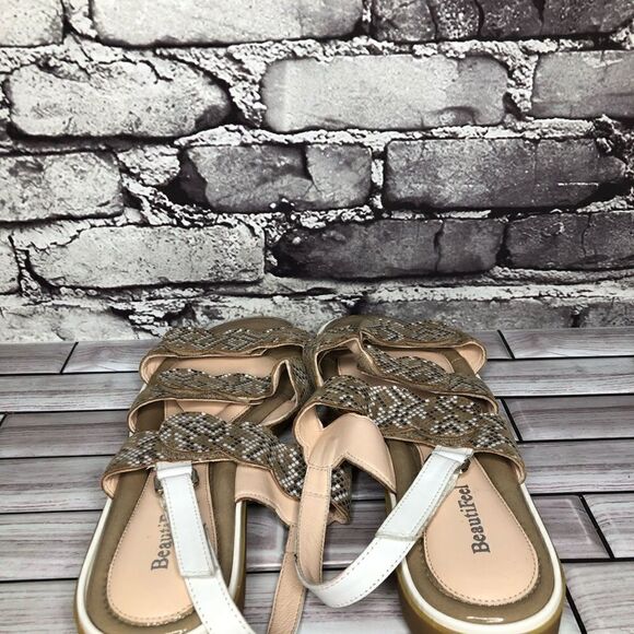 Beautifeel Taupe Patent Leather White Dotted Strap Sandals Women Sz 41EU/10.5US - Picture 7 of 16